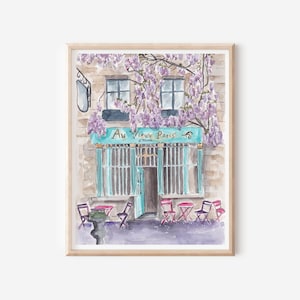 Stampa "Au Vieux Paris Cafe" - Arte parigina da parete - Poster di Parigi - Stampa artistica della Francia - Paesaggio urbano francese - Arte di viaggio in Europa - Regalo da viaggio