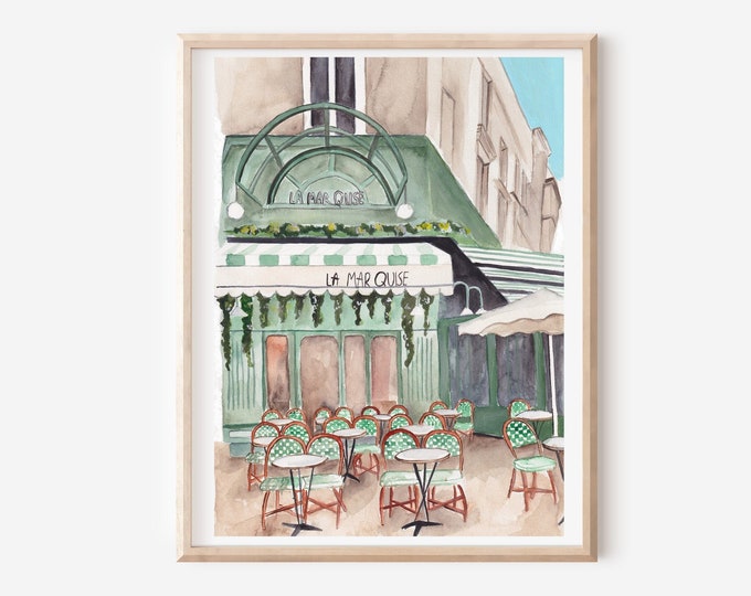 Arte della caffetteria - Arte della parete del caffè di Parigi - Stampa artistica della scena di strada di Parigi - Stampa del ristorante francese - Regalo di Parigi - Poster di Parigi della decorazione della parete di Parigi