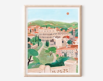 Lámina de Roma - Decoración de pared italiana - Coliseo de Roma - Lámina italiana - Póster de Roma - Arte europeo - Regalo de arte romano