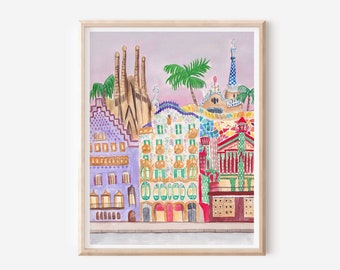 Barcelona Print - Spain Poster - Barcelona Poster - Antoni Gaudi - Spanish Print - Travel Wall Decor - European Art - Sagrada Familia