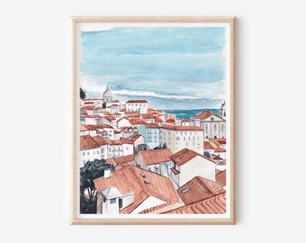 Lisbon Art Print - Portugal Poster - Portuguese Gifts - Lisbon Wall Decor - Lisboa Wall Art - Europe Print - Lisbon Cityscape