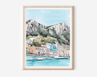 Capri Italien Poster - Capri Landschaft - Capri Landschaft - Amalfiküste Kunst - Reise Geschenk - Capri Malerei - Capri Wand Kunst