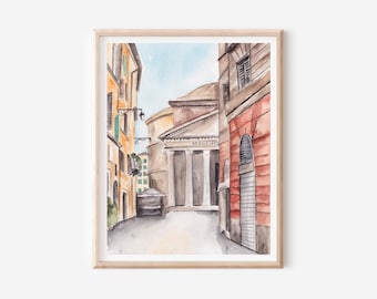 Rome Art Print - Pantheon Poster - Italy Wall Decor - Rome Poster - Travel Gift - Italian Wall Art - Drawings Of Rome - Architecture Print