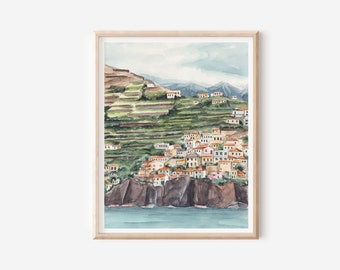 Impression d&#39;art de Madère - affiche du Portugal - art mural portugais - impression d&#39;art de Funchal - décoration murale de Madère - art de voyage en Europe - cadeau de voyage