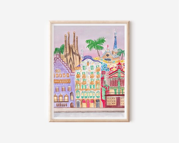 Barcelona Print - Spain Poster - Barcelona Poster - Antoni Gaudi - Spanish Print - Travel Wall Decor - European Art - Sagrada Familia