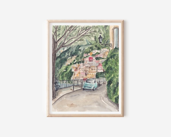 Positano Art Print - Amalfi Coast Poster - Italy Travel Wall Decor - Positano Cityscape - Travel Gift - Italian Coast Art