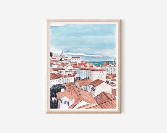 Lisbon Art Print - Portugal Poster - Portuguese Gifts - Lisbon Wall Decor - Lisboa Wall Art - Europe Print - Lisbon Cityscape