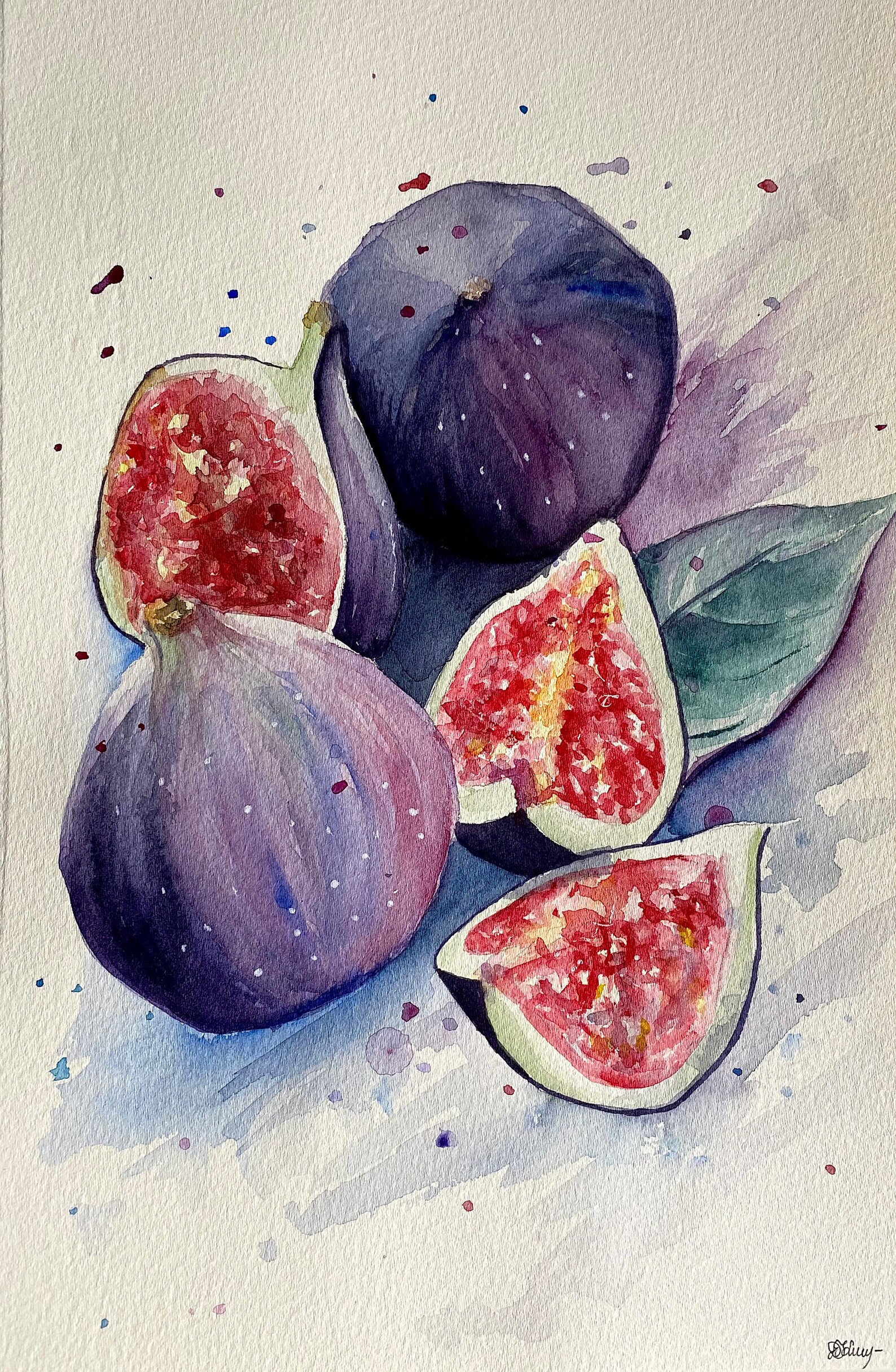 Fig Painting Halved Figs Original Artwork Of Watercolor Etsy