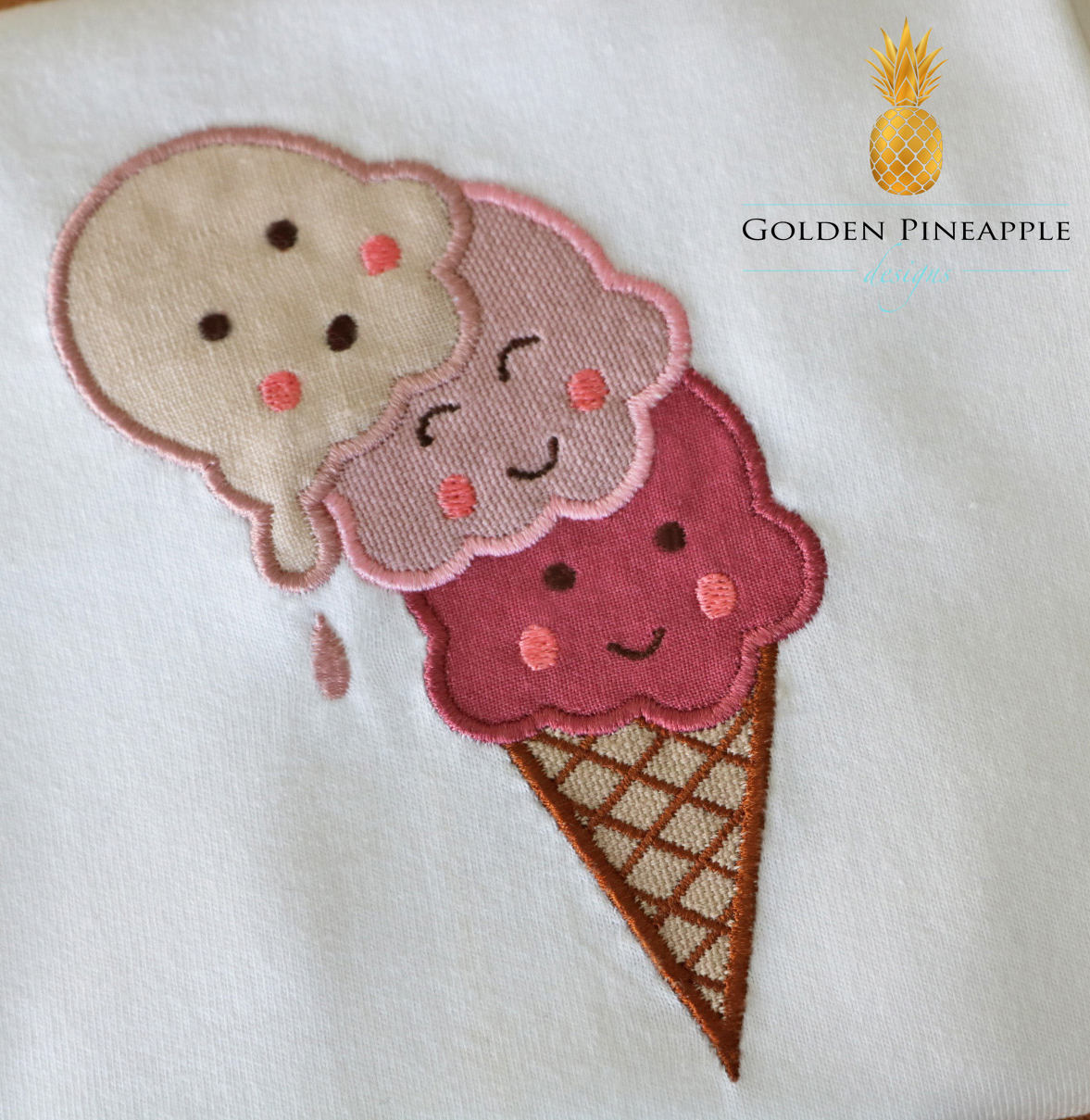 Ice Cream Applique Embroidery Design Falling Ice Cream Etsy