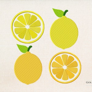 Lemon / orange embroidery design - set of 2 - 5 sizes - exotic embroidery design - citrus embroidery - summer embroidery