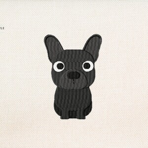 Motif de broderie bouledogue français noir - 5 tailles - motif de broderie chien - motif de broderie bouledogue