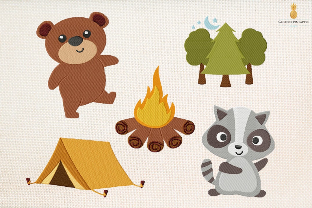 Camping Embroidery Design Set of 5 5 Sizes Summer Camp Etsy