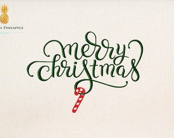 Merry Christmas - christmas embroidery - saying embroidery - candy cane embroidery - instant download machine embroidery design
