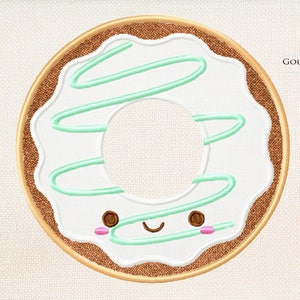 Cute donut applique embroidery design donut applique design baby appliqué design food embroidery design summer embroidery design image 1