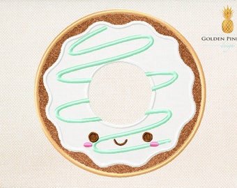 Cute donut applique embroidery design - donut applique design - baby appliqué design - food embroidery design - summer embroidery design