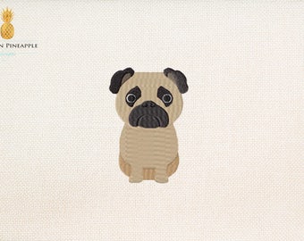 Pug embroidery design - 5 sizes - dog embroidery design