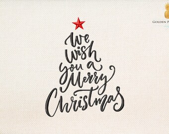 We wish you a Merry Christmas - christmas embroidery - saying embroidery - Instant Download Machine embroidery design