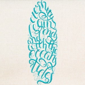Surfer / Surfboard embroidery design - 4 sizes - summer embroidery design - surfboard embroidery - surfin embroidery