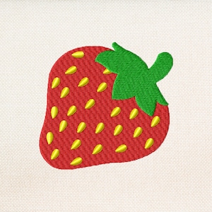 Strawberry embroidery design - 5 sizes - summer embroidery design - fruit embroidery design