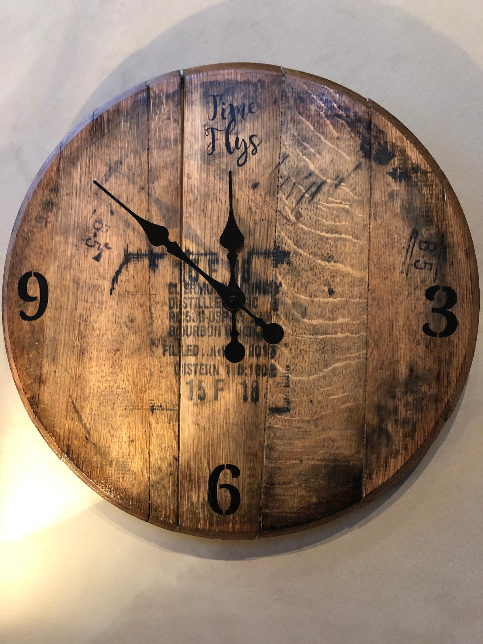 Bourbon Barrel Clock // Bourbon Barrel Head Custom Clock // Etsy