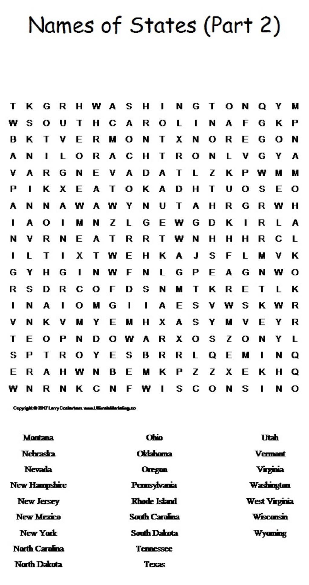 Make Part Of A Larger State Crossword Clue Names of States Word Search Puzzle Part 2 | Etsy
