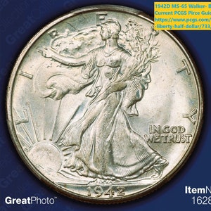1942d MS-65 Walking Liberty Half Dollar PCGS- Great looking coin, super clean and lustrous. Current PCGS Price Guide List 190.00 dollars.