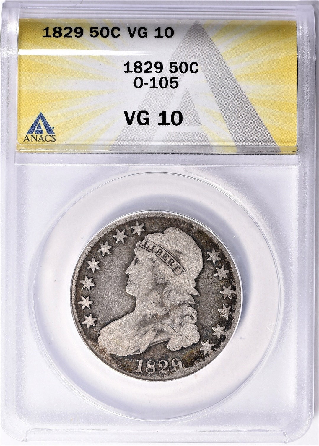 1829 VG10 Capped Bust Half Dollar Overton 105 ANACS Hard Etsy