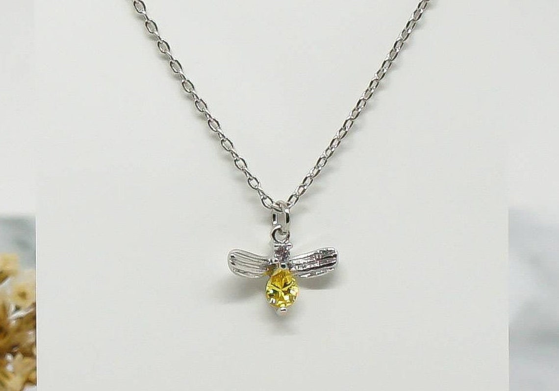 Bumble Bee Animal Charm Cubic Zirconia Necklace Owl Etsy