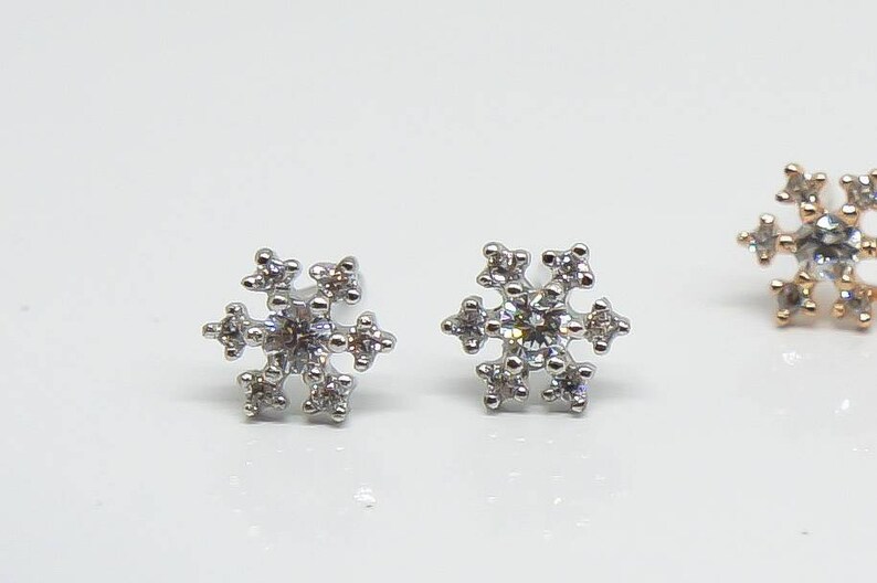 Sterling Silver Post US Necklace Snow flake Cubic Zirconia Jewellery Set JiSis 925 Stud Earrings UK Snow Earrings Dainty Jewellery