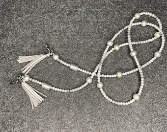 Striking Silver bead and tassel glasses / spectacles chain / cord. GC32