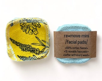 Reusable Cotton Flannel Facial Rounds: Two-Ply Makeup Remover Pads - Set of 6 or 12