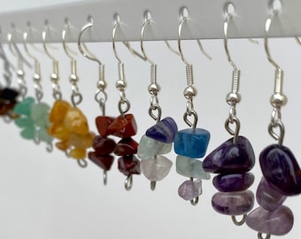 Short Dangle Gemstone Earrings