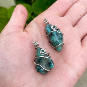 African Turquoise Wire Wrapped Pendant