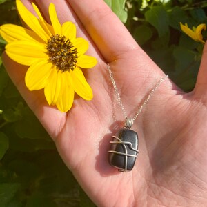 Shungite Silver Wire Wrapped Pendant