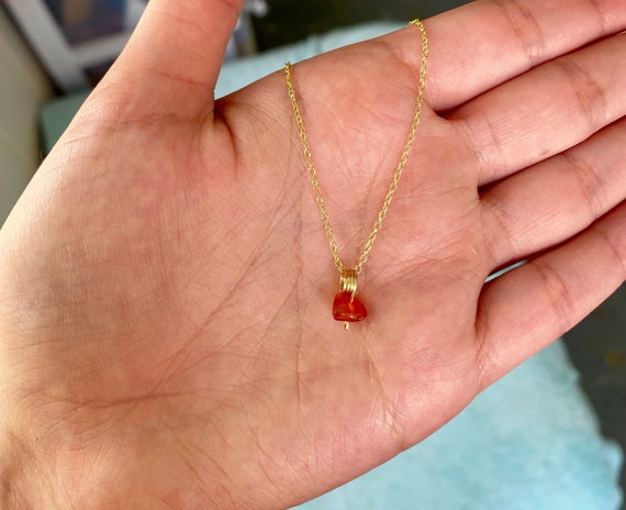 Dainty Gold Carnelian Necklace