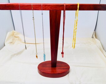Necklace Stand, Jewelry Tree, Jewelry Organizer, Jewelry Stand, Craft Booth Display Stand, Wedding Gift for Her, Red Heart Wood