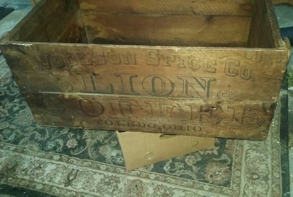 Vintage Coffee Container Crate Wood Vintage Coffee Container, Wood Lion Coffee Table