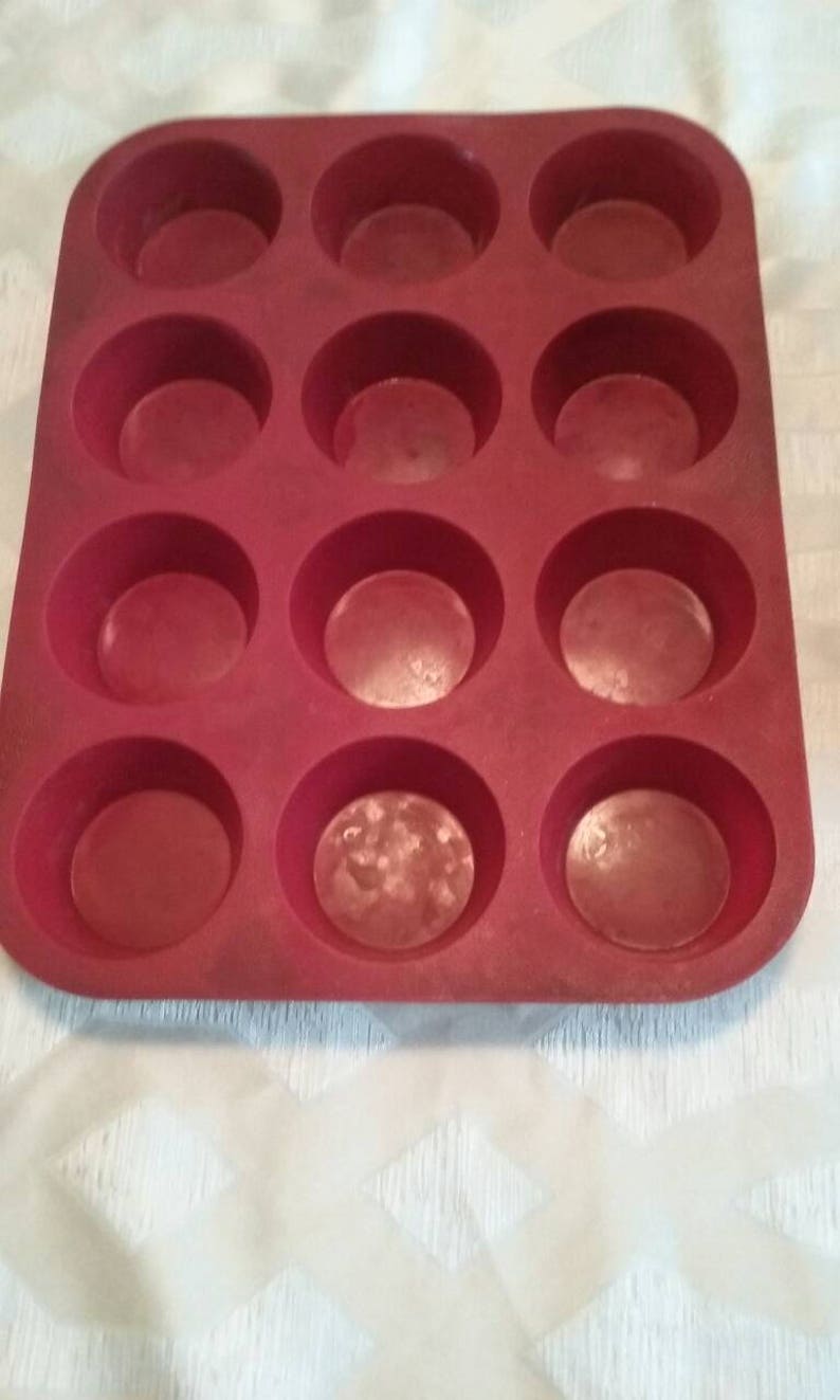 2 12 Red Silicone Non Stick Baking PansTwelve One Dozen CupcakeBundt Cake FormDIYDessertHolidayEco FriendlyReusable Set of Two
