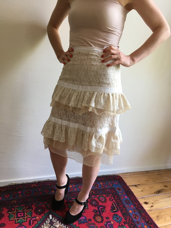 Antique looking lace tulle skirt