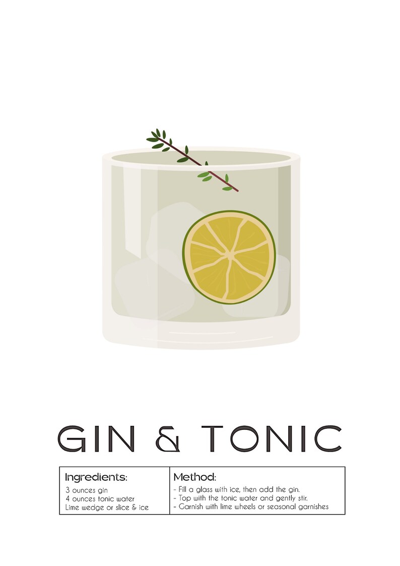 Gin and Tonic Print Gin and Tonic Wall Art Gin Lover Etsy UK