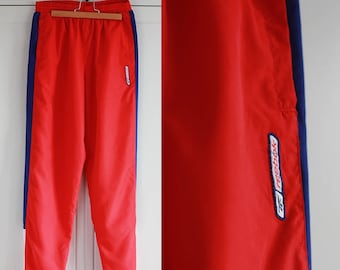 Vintage Reebok Tracksuit Pants Red Blue White Men Women Oldschool Pants Size Medium