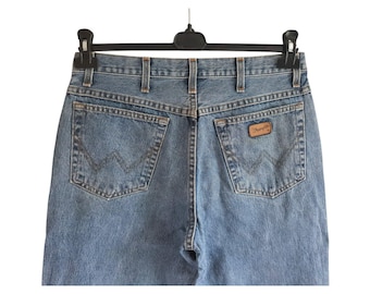 Pantalones vaqueros Wrangler vintage de mezclilla azul Texas para hombre y mujer, talla W34 L32