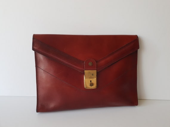 Leather Briefcase by Yorn Boutique Burgundy Brown… - image 1