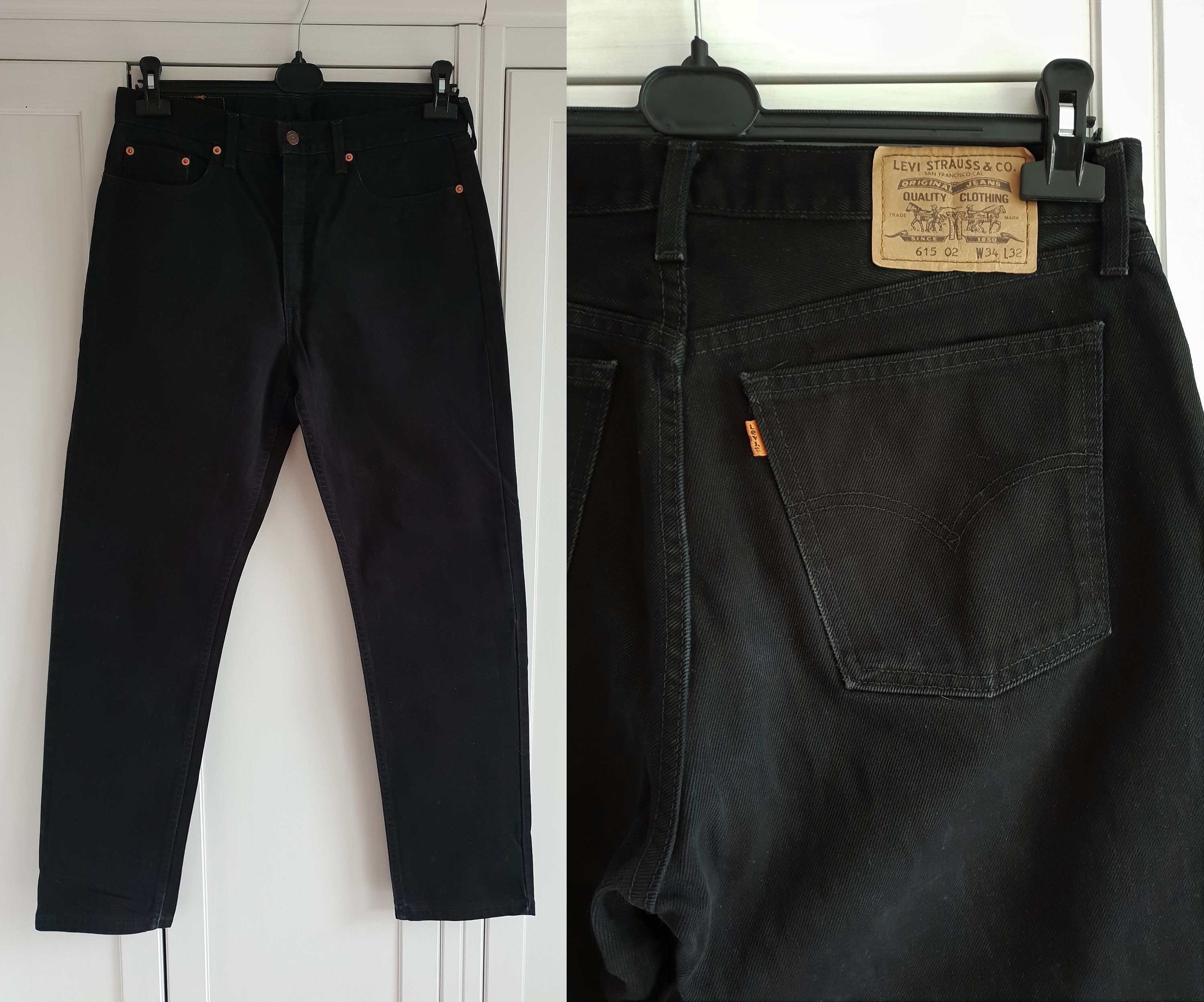 Levis 615 Jeans Black Denim Men Women Levi's Etsy