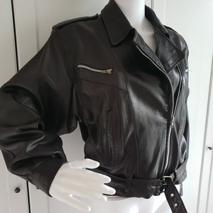 Vintage Black Leather Biker Rocker Motorcycle Jacket Paris - Etsy