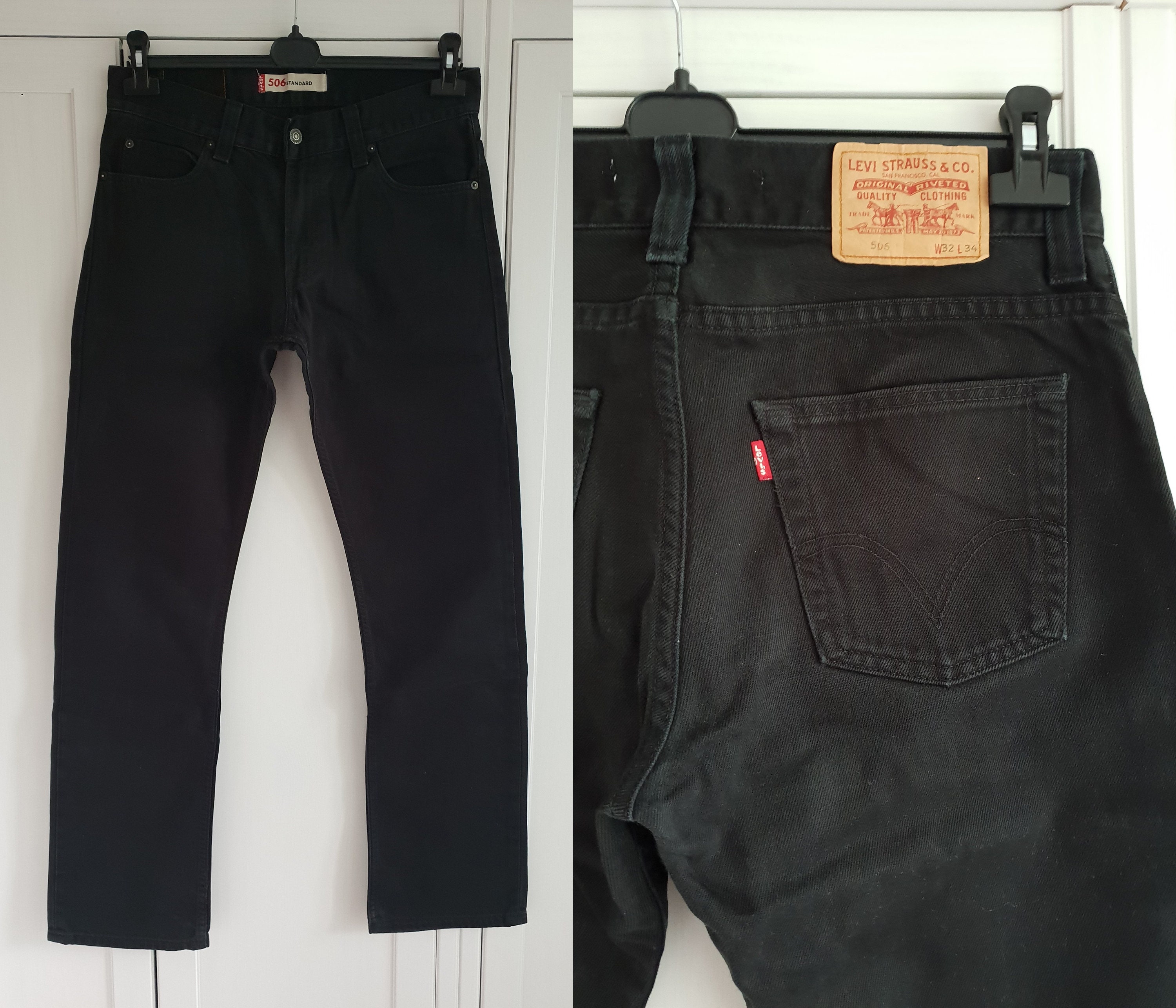 Minder natuurlijk Ministerie Vintage Levis 506 Jeans Zwart Denim Jeans Levi's Broek - Etsy Nederland
