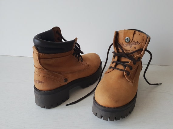 Vintage Wrangler Leather Boots Ankle Lace up Size EU 37 / 6.5 - Etsy.de