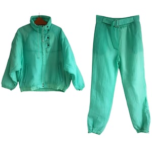Vintage Ski Suit Puccini / Two-piece Winter Snow Overalls / Ski Jumpsuit  Women Size  L / XL   /Made in Italy