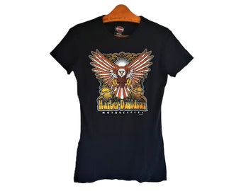 Black T-shirt Harley Davidson Motorcycles Rocker Shirt Women Size S