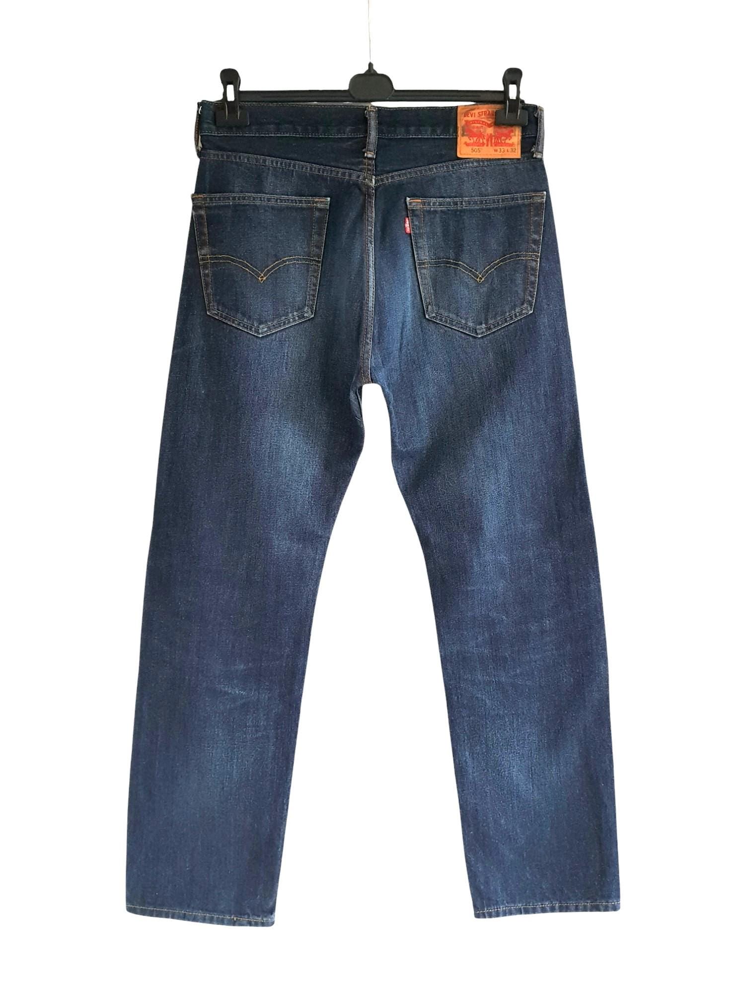 Levis 505 Jeans Dark Blue Denim Vintage Levi's Pants Size W33 L32
